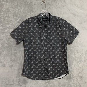 Wildfang Button down shirt, grey crane pattern